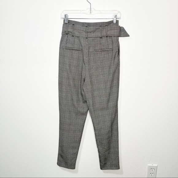 Zara Plaid Pleated High Waist Paperbag Pants Trouser Size XS - Picture 9 of 11